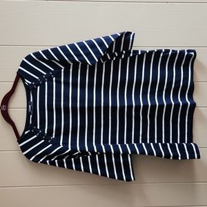 Chaps Striped 3/4 Length Sleeve Top